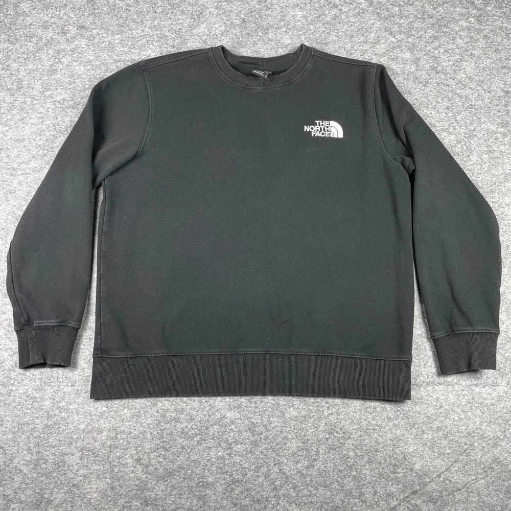 The North Face Sweatshirt Mens L Black Crew Neck Fleece Pullover Standard Fit